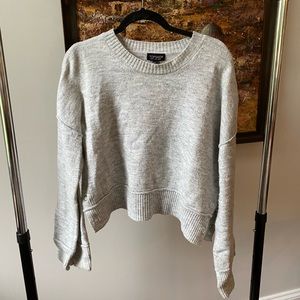 Top shop sweater, heather gray w side button detailing and bell bottom sleeves